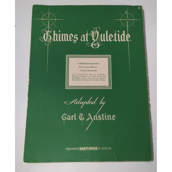 1950 CHIMES AT YULETIDE CHRISTMAS vintage sheet music piano solo CARL T. ANSTINE - Picture 1 of 10
